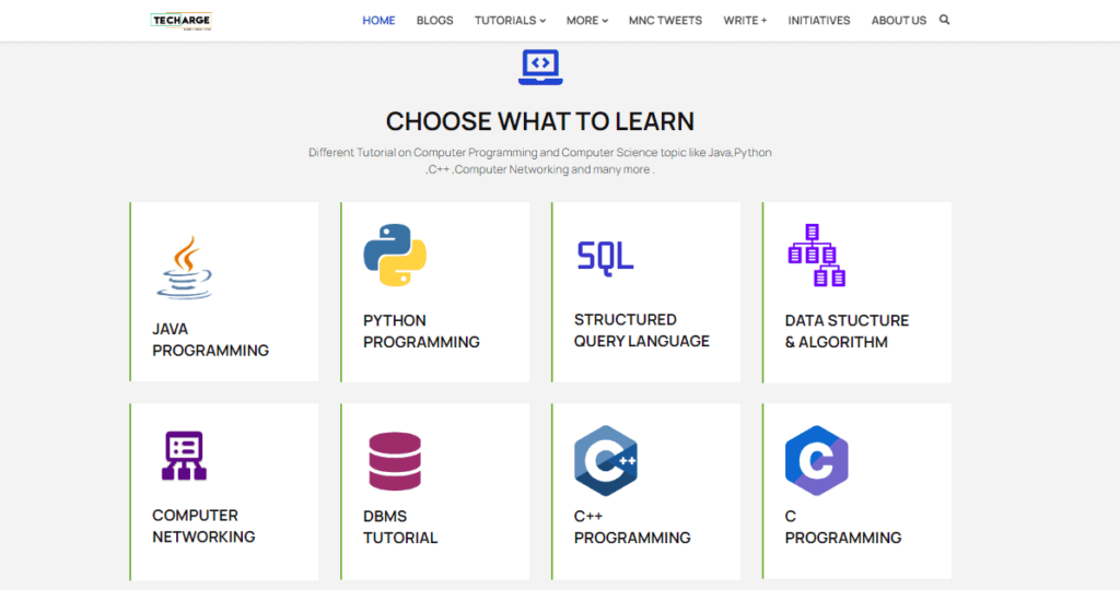 Techarge : Online Platform where you learn about Programming , Design and Technology.